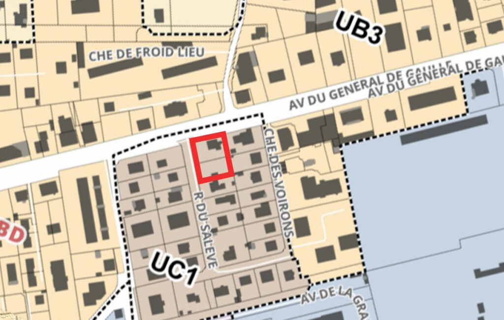 Extrait du plan de zonage du projet PLUi-HM en élaboration, conforme à l’arrêté le 10 février 2025 par le conseil communautaire de Thonon Agglomération